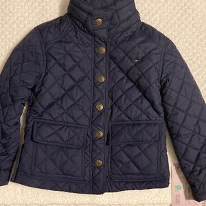 Tommy Hilfiger Navy Blue Quilted Puffer Jacket for Kids XS 4-5 Magnetic closure